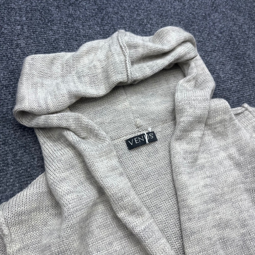 Venus Hooded Open Front Knit Gray Cardigan Sweater Z0760